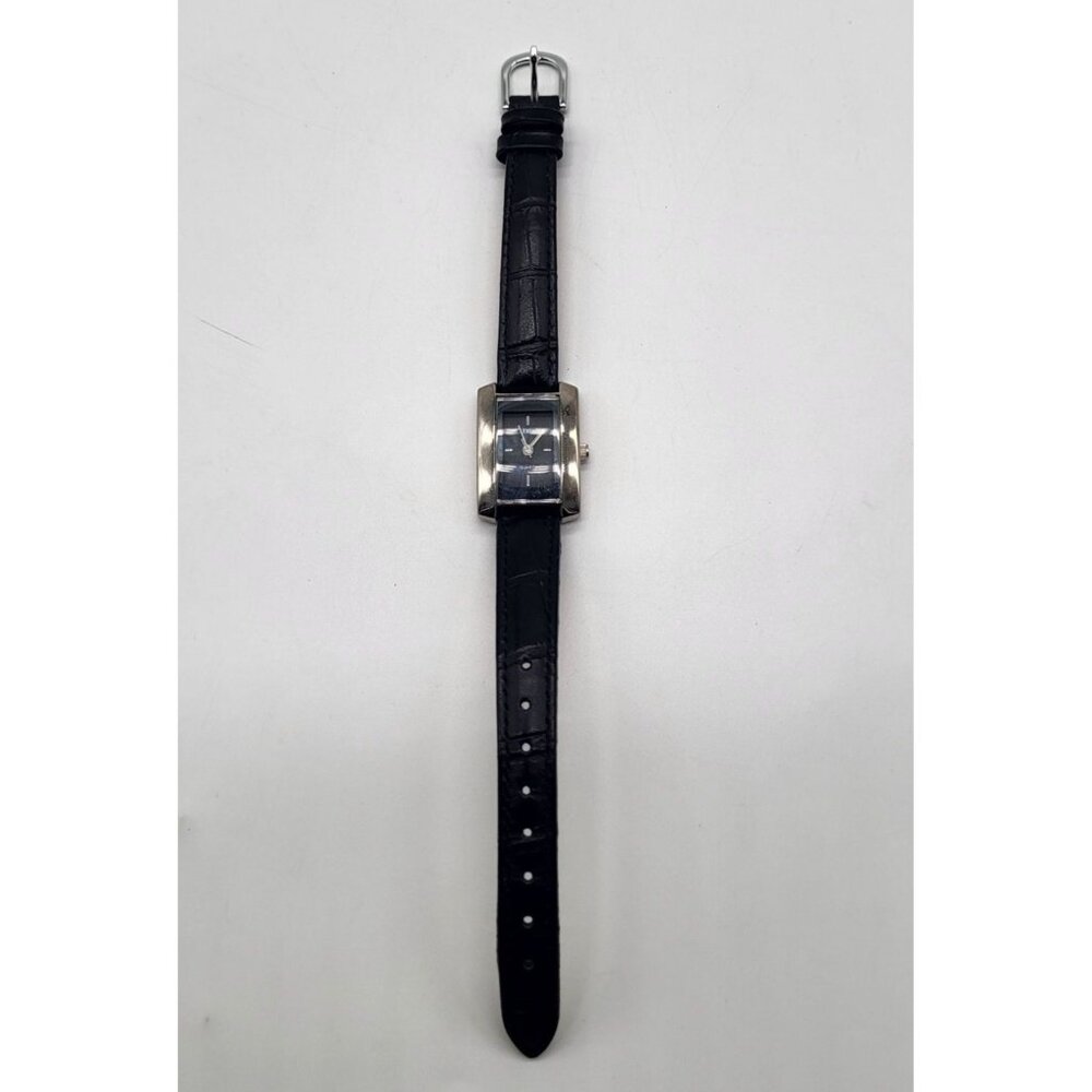 Carriage by Timex Silver Tone Rectangle Case Women's Watch Black Leather Band - Picture 3 of 10